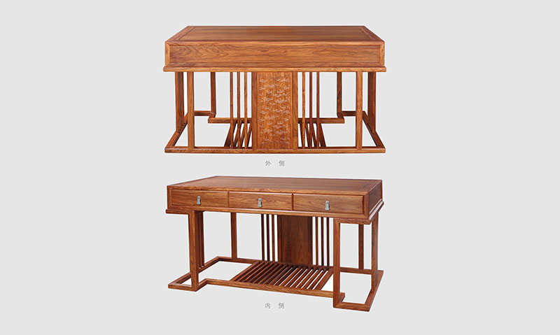 黄岩 别墅中式家居书房装修实木书桌效果图